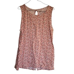 St. Johns Bay Floral Strawberry Sleeveless Top, XL